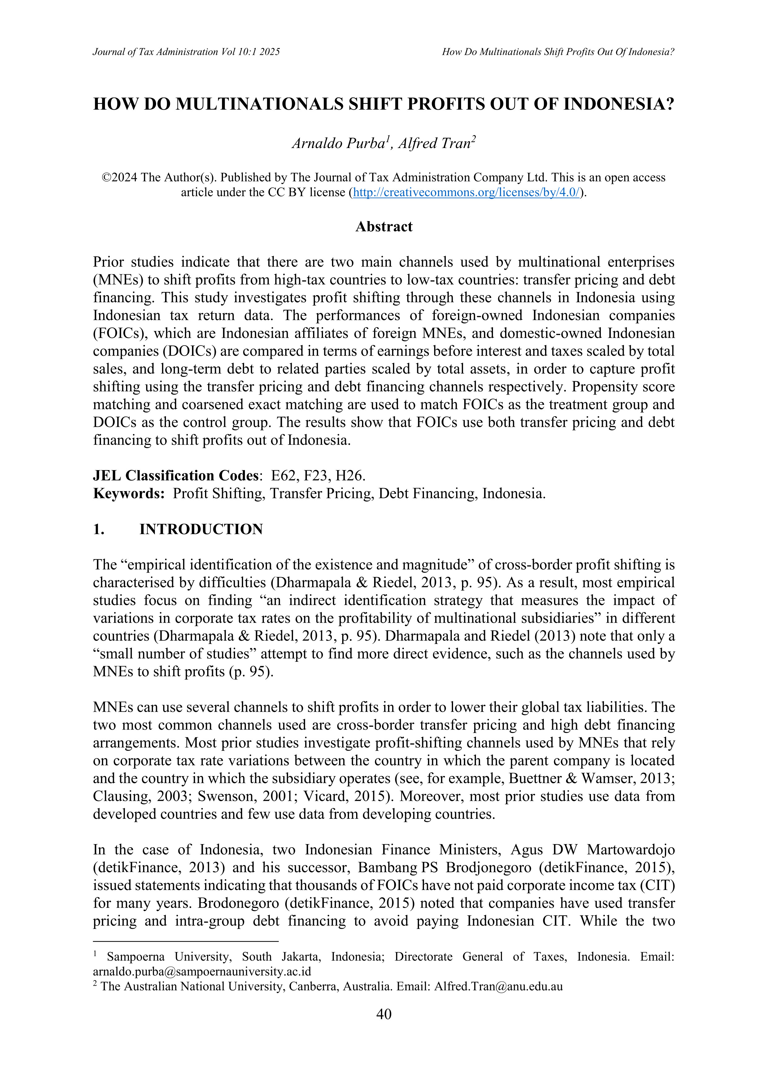 Image of cover page for Purba and Tran, JOTA Volume 10 Issue 1